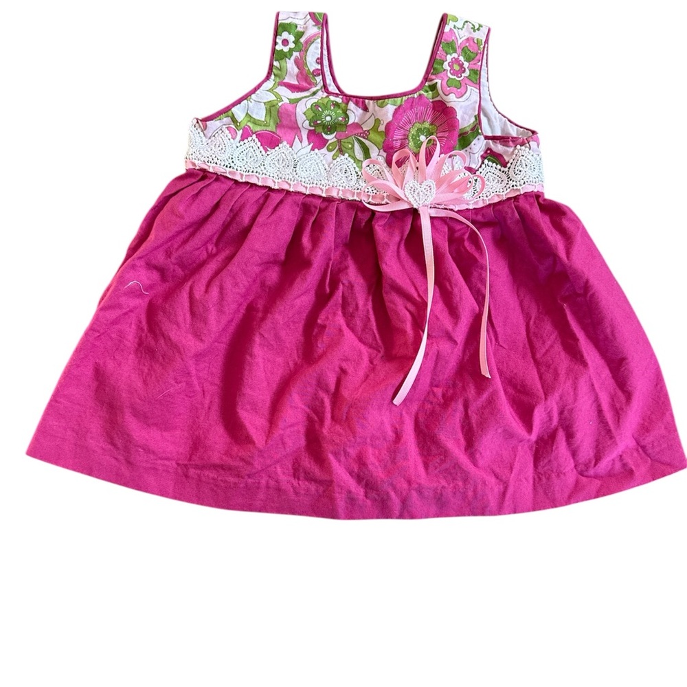 Vintage Bri-Bri Boutique Floral Lace Dress Fuchsia Pink 2T